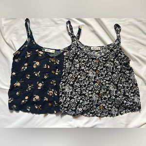 Hollister Black and White Floral Camisoles